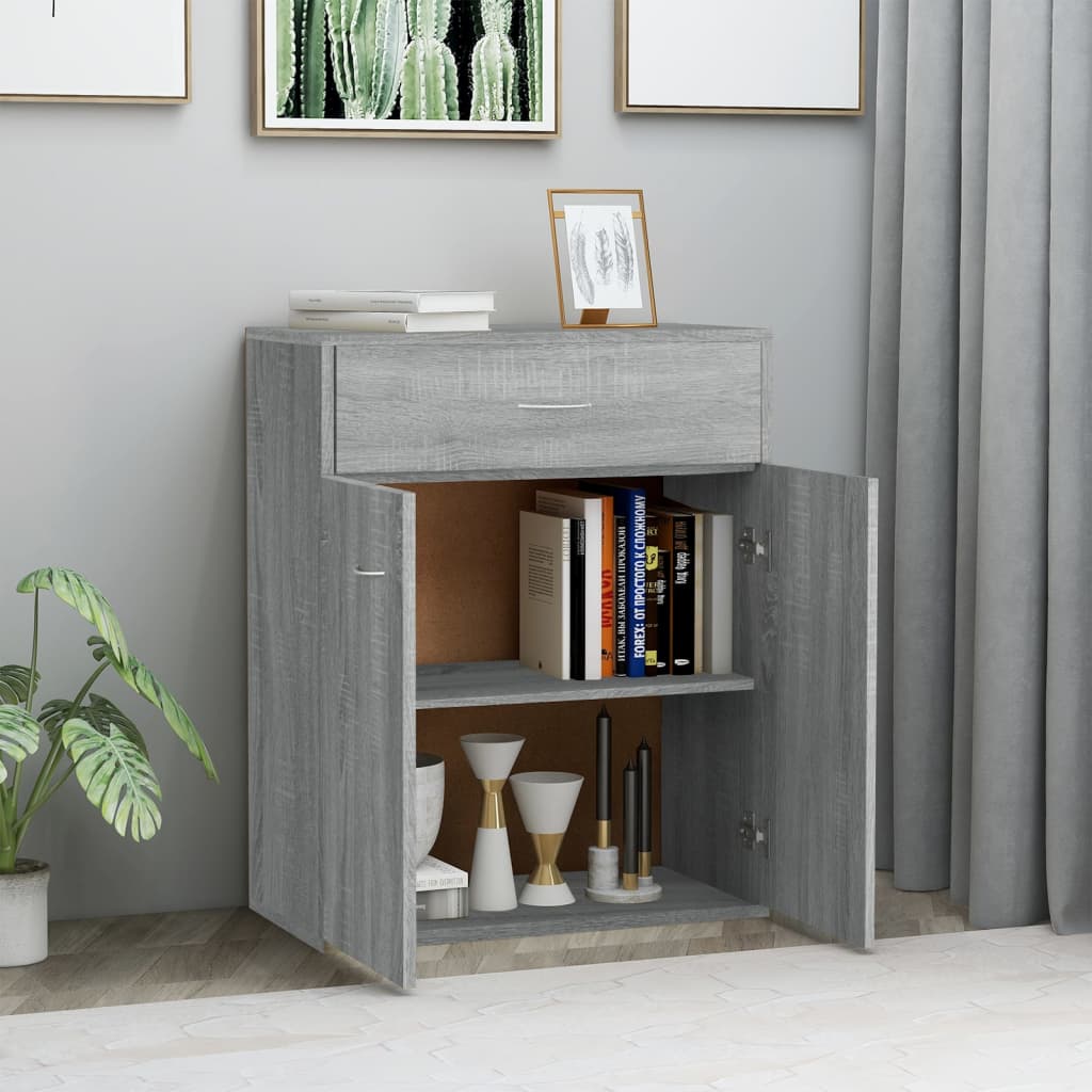 Dressoir 60x30x75 cm bewerkt hout grijs sonoma eikenkleurig Grijs sonoma