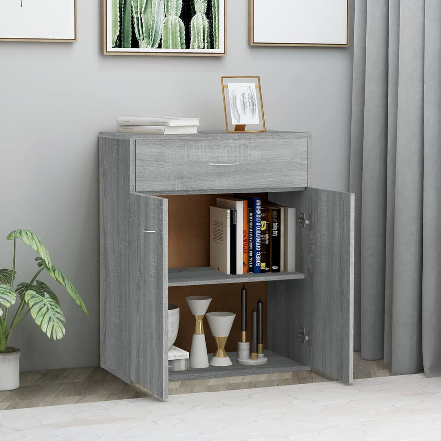 Dressoir 60x30x75 cm bewerkt hout grijs sonoma eikenkleurig Grijs sonoma