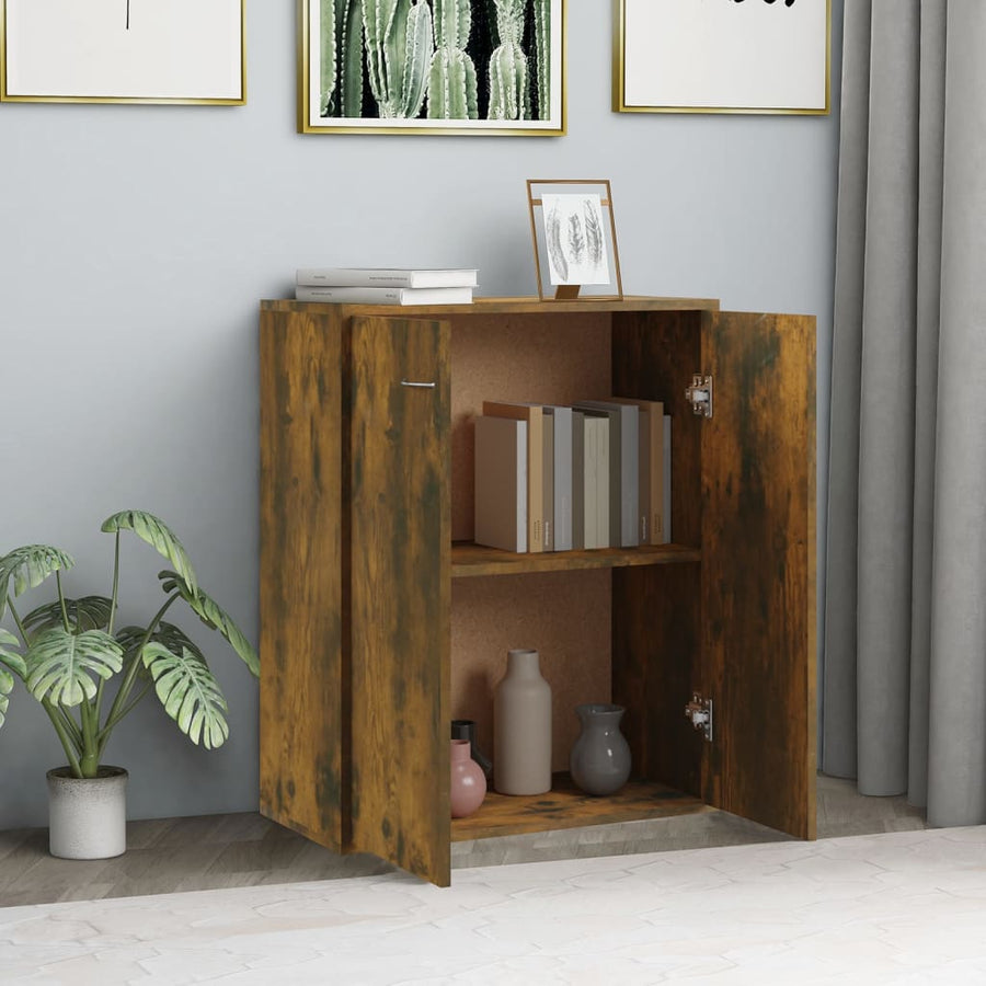 Dressoir 60X30X75 Cm Bewerkt Hout Kleurig Gerookt eiken