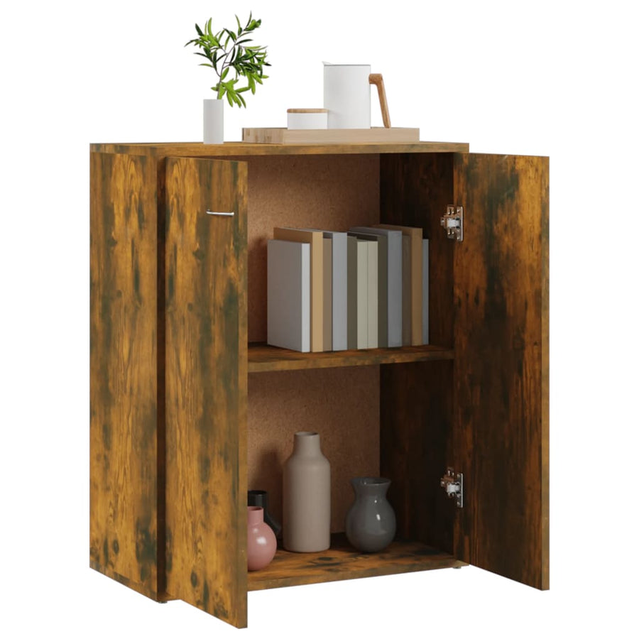 Dressoir 60X30X75 Cm Bewerkt Hout Kleurig Gerookt eiken