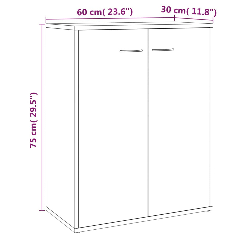 Dressoir 60X30X75 Cm Bewerkt Hout Kleurig Gerookt eiken