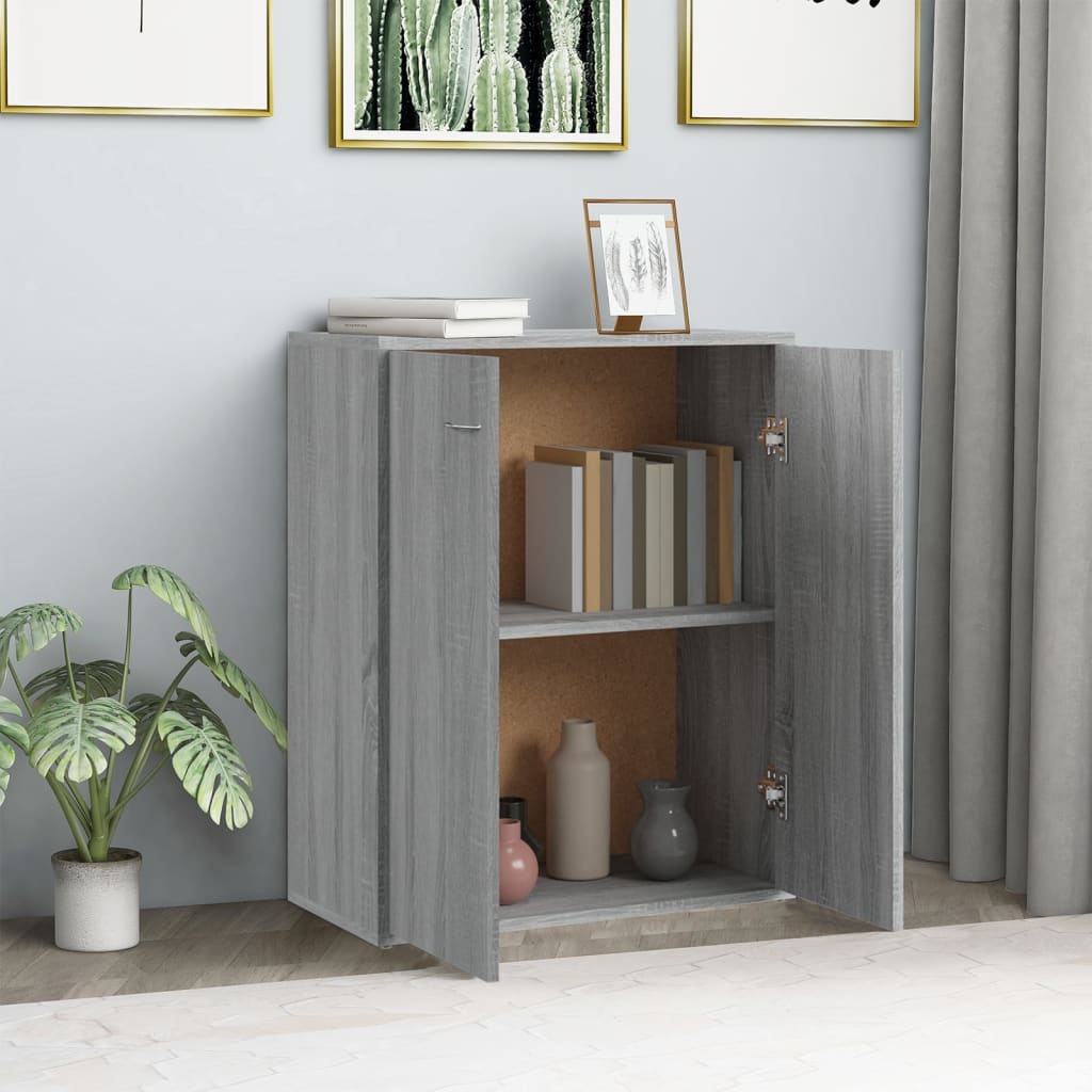 Dressoir 60X30X75 Cm Bewerkt Hout Eikenkleurig Grijs sonoma