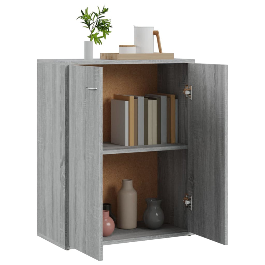 Dressoir 60X30X75 Cm Bewerkt Hout Eikenkleurig Grijs sonoma