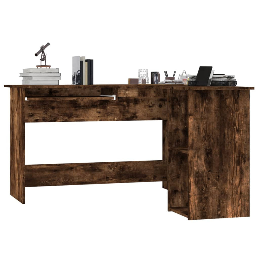 Hoekbureau 120X140X75 Cm Bewerkt Hout Kleurig Gerookt eiken