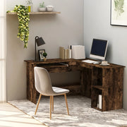 Hoekbureau 120x140x75 cm bewerkt hout gerookt eiken