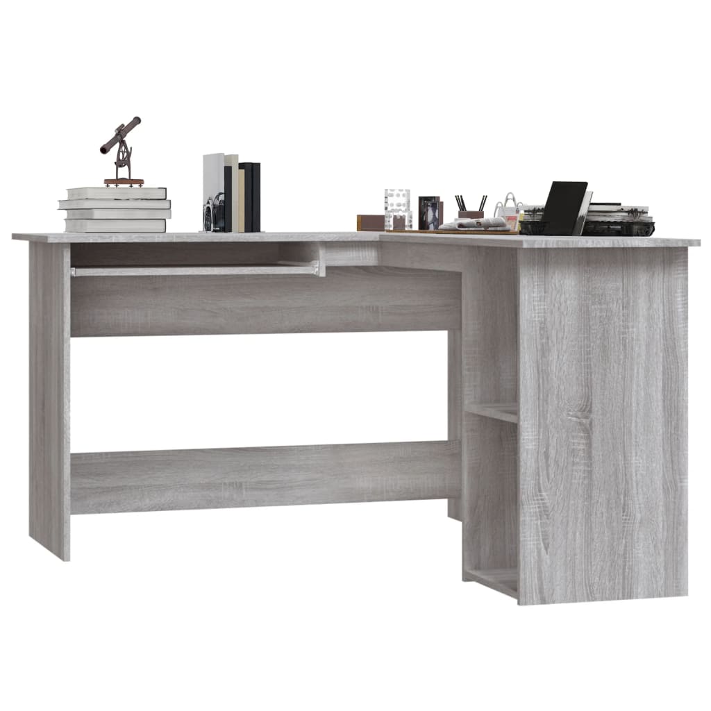 Hoekbureau 120X140X75 Cm Bewerkt Hout Eikenkleurig Grijs sonoma