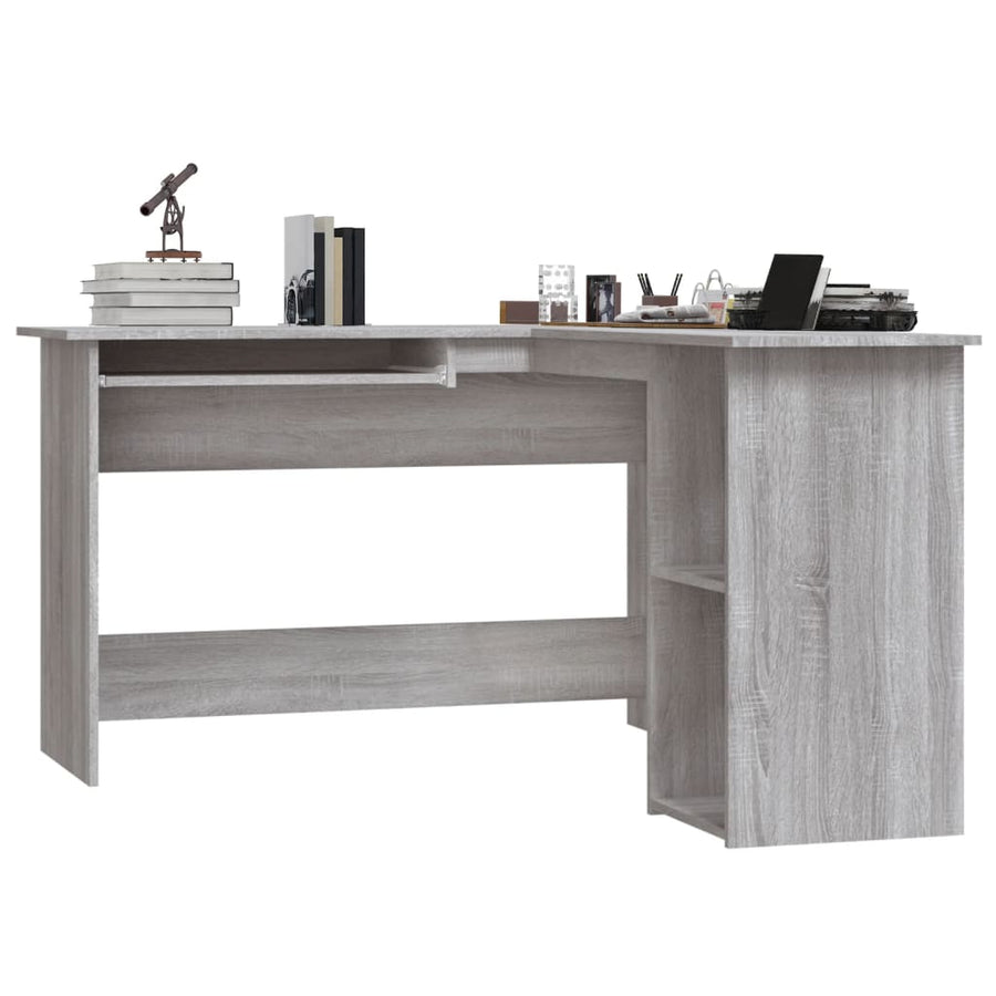 Hoekbureau 120X140X75 Cm Bewerkt Hout Eikenkleurig Grijs sonoma