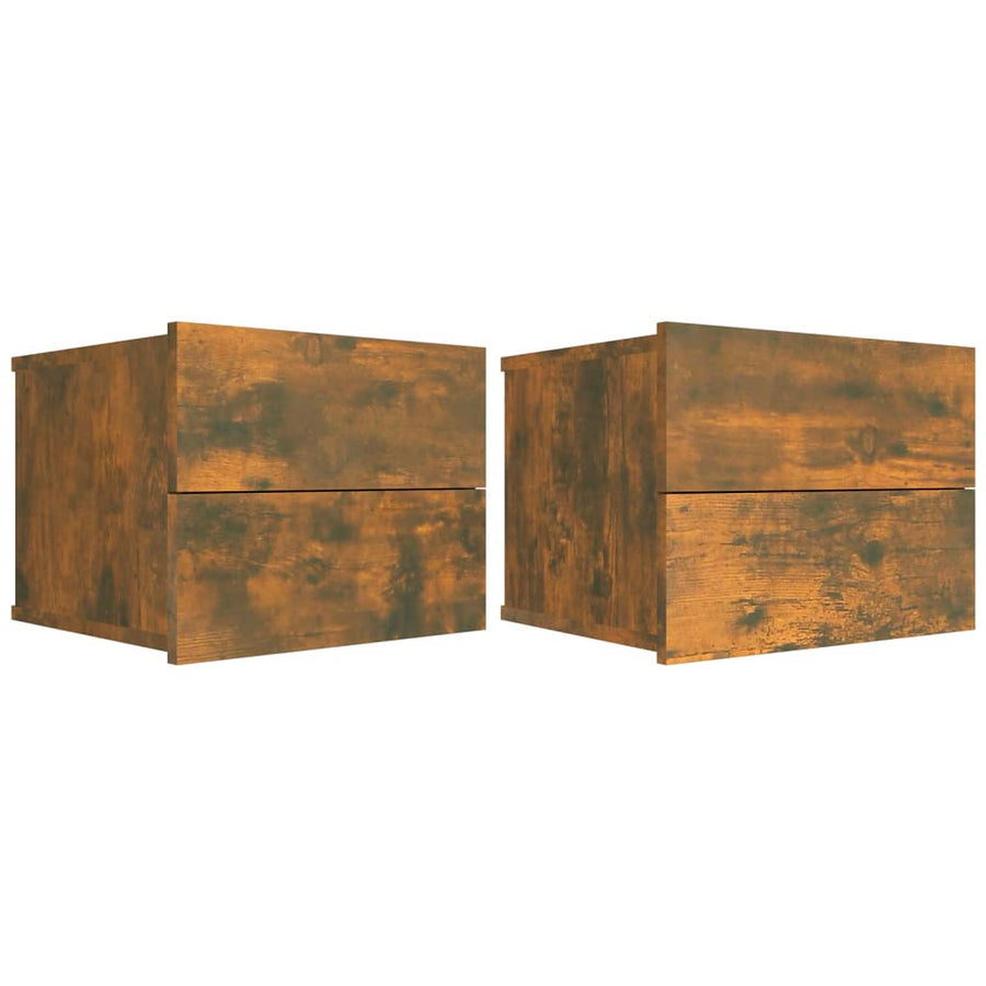 Nachtkastjes 2 st 40x30x30 cm bewerkt hout gerookt eikenkleurig 2 Gerookt eiken
