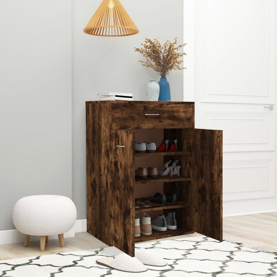 Schoenenkast 60x35x84 cm bewerkt hout gerookt eikenkleurig Gerookt eiken
