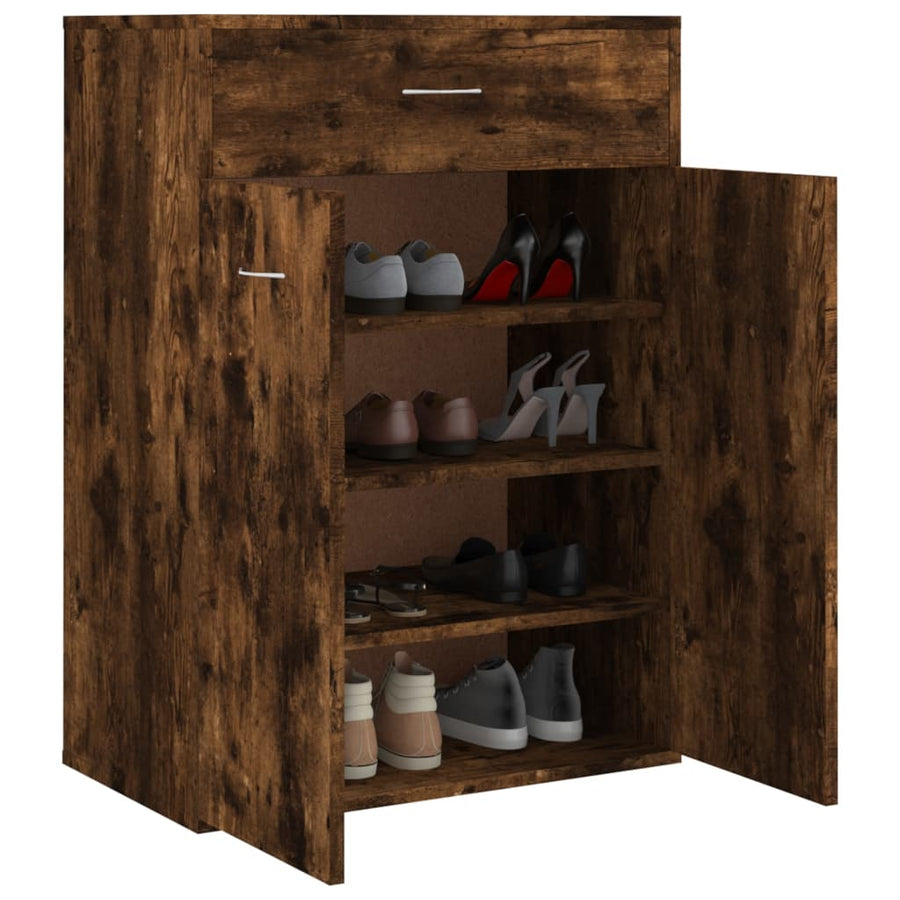 Schoenenkast 60x35x84 cm bewerkt hout gerookt eikenkleurig Gerookt eiken