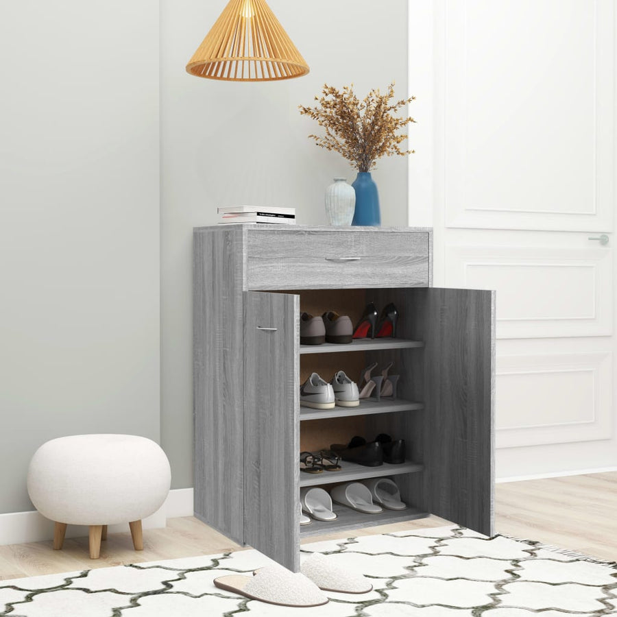Schoenenkast 60x35x84 cm bewerkt hout grijs sonoma Grijs sonoma