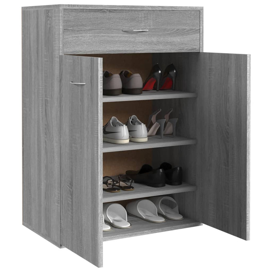 Schoenenkast 60x35x84 cm bewerkt hout grijs sonoma Grijs sonoma