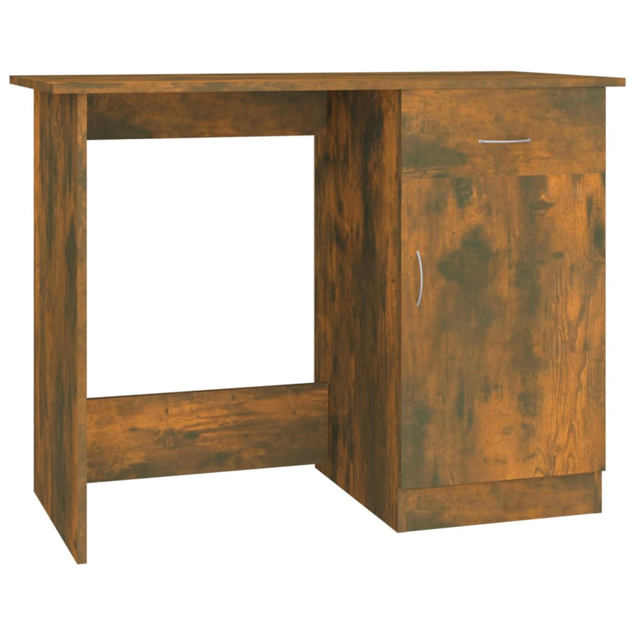 Bureau 100x50x76 cm bewerkt hout gerookt eikenkleurig Gerookt eiken