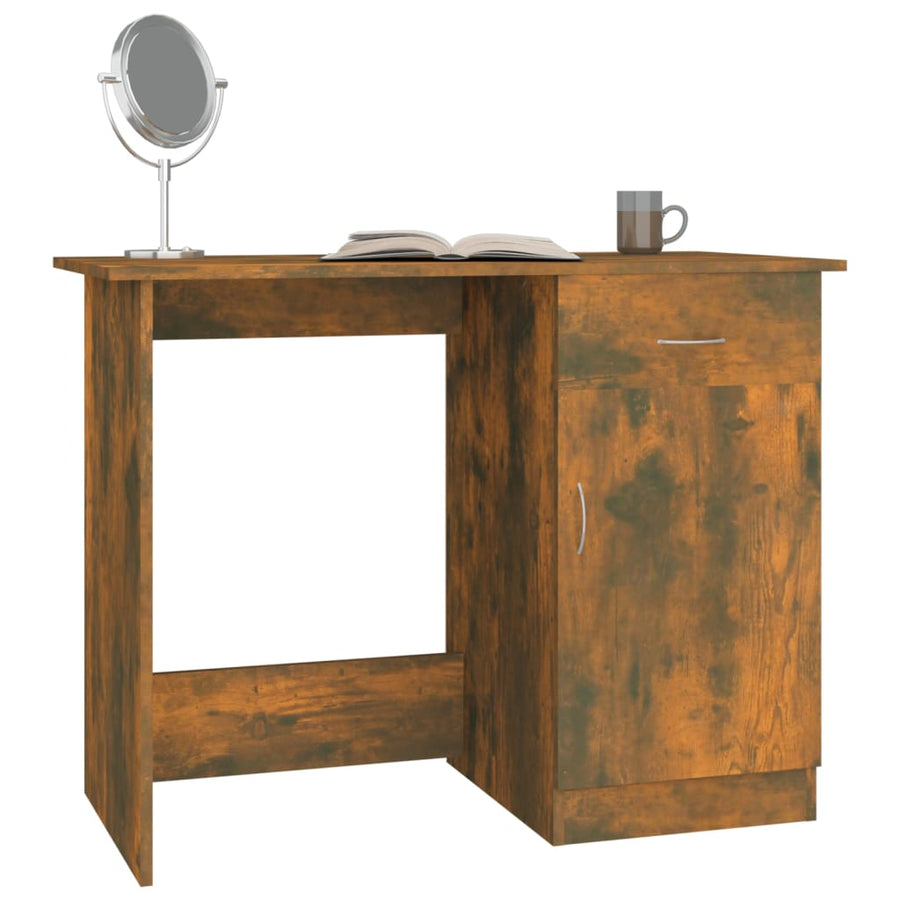 Bureau 100x50x76 cm bewerkt hout gerookt eikenkleurig Gerookt eiken