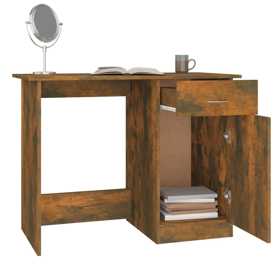 Bureau 100x50x76 cm bewerkt hout gerookt eikenkleurig Gerookt eiken