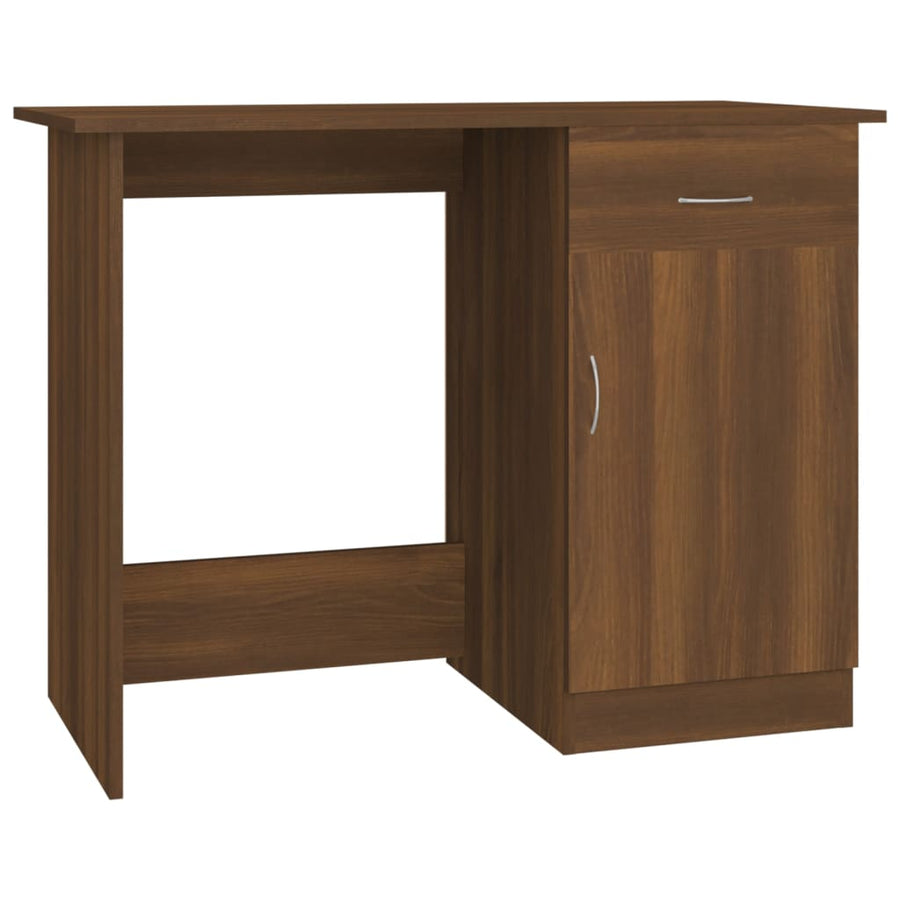 Bureau 100x50x76 cm bewerkt hout bruin eikenkleur Bruineiken