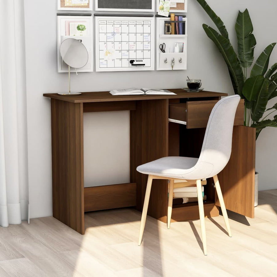 Bureau 100x50x76 cm bewerkt hout bruin eikenkleur Bruineiken