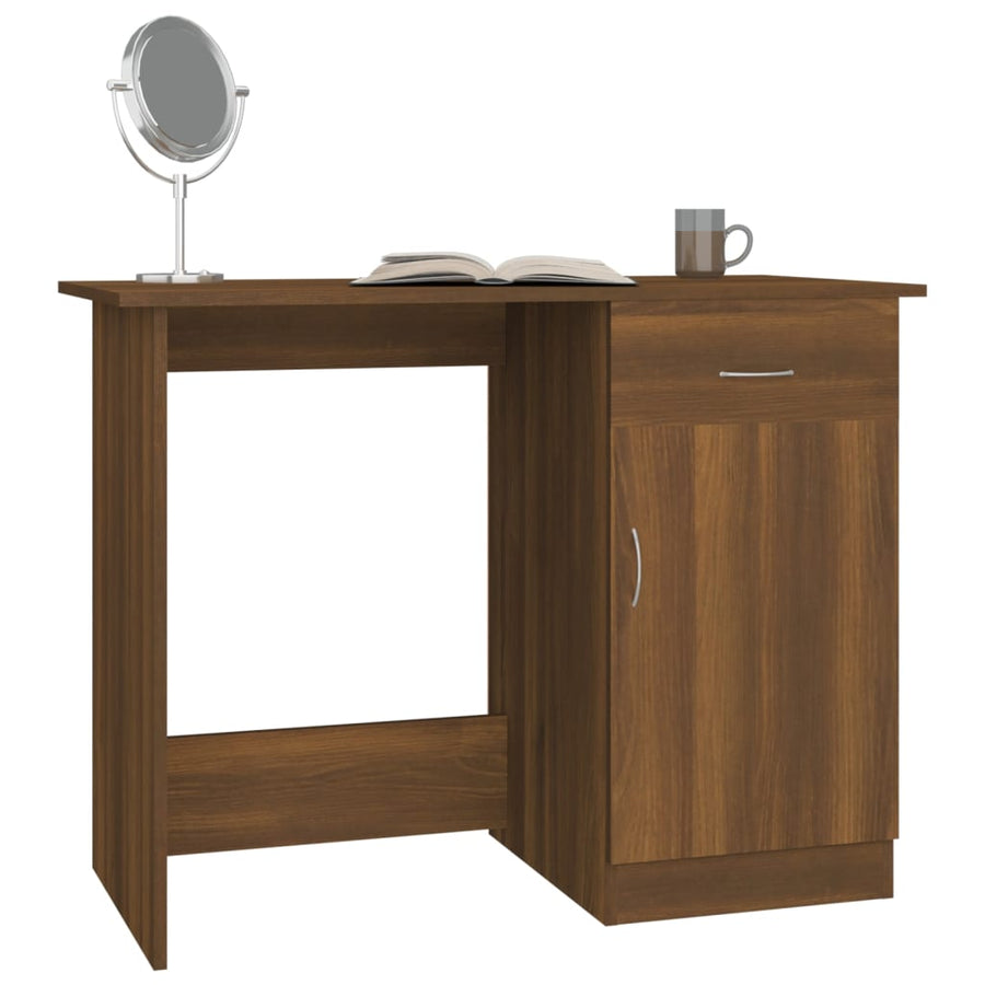 Bureau 100x50x76 cm bewerkt hout bruin eikenkleur Bruineiken
