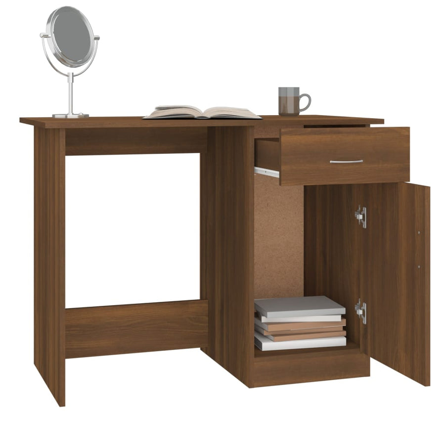 Bureau 100x50x76 cm bewerkt hout bruin eikenkleur Bruineiken