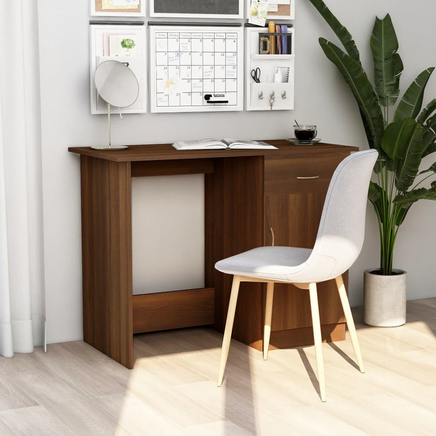 Bureau 100x50x76 cm bewerkt hout bruin eikenkleur Bruineiken