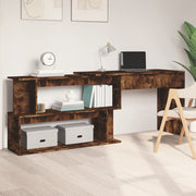 Hoekbureau 200x50x76 cm bewerkt hout gerookt eiken
