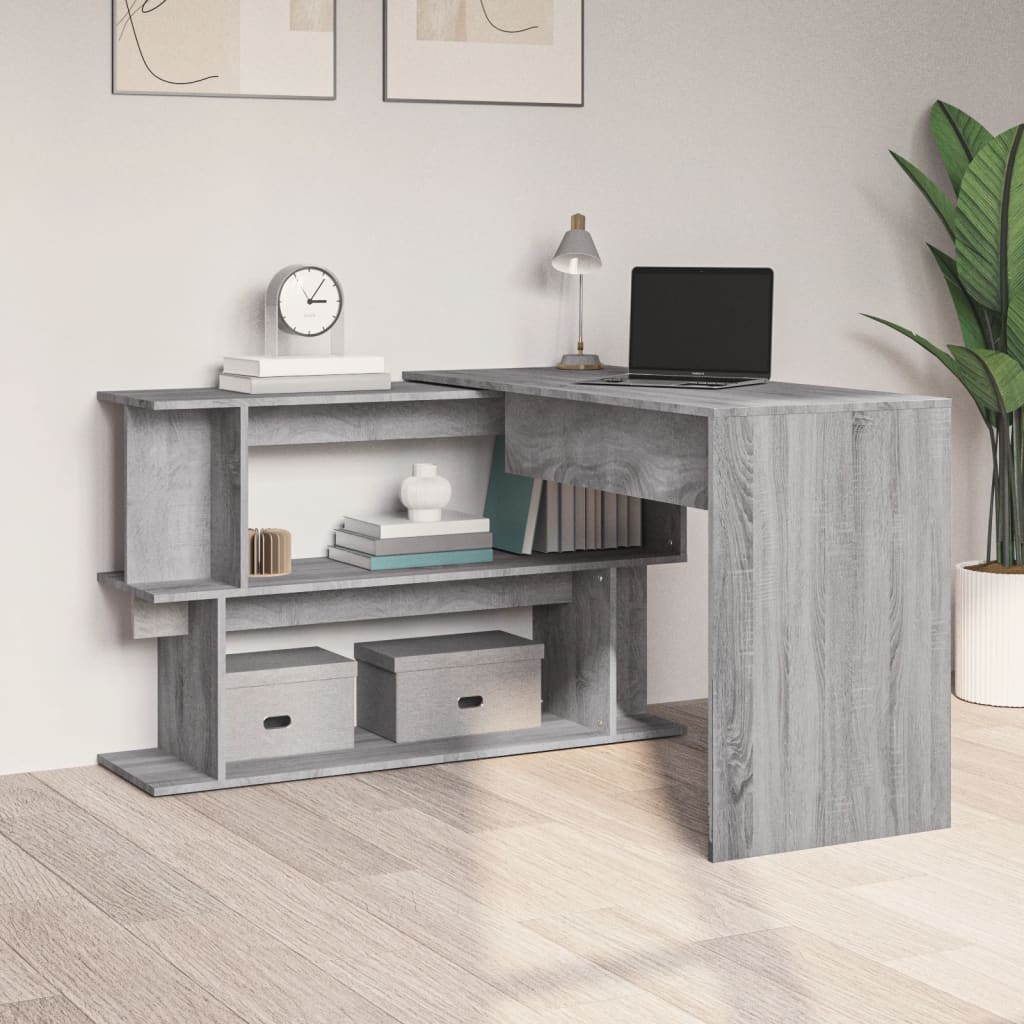 Hoekbureau 200X50X76 Cm Bewerkt Hout Eiken Grijs sonoma