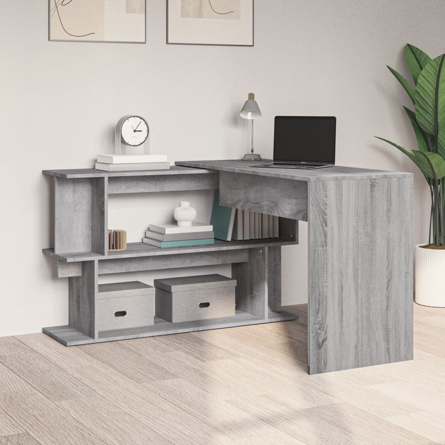 Hoekbureau 200X50X76 Cm Bewerkt Hout Eiken Grijs sonoma