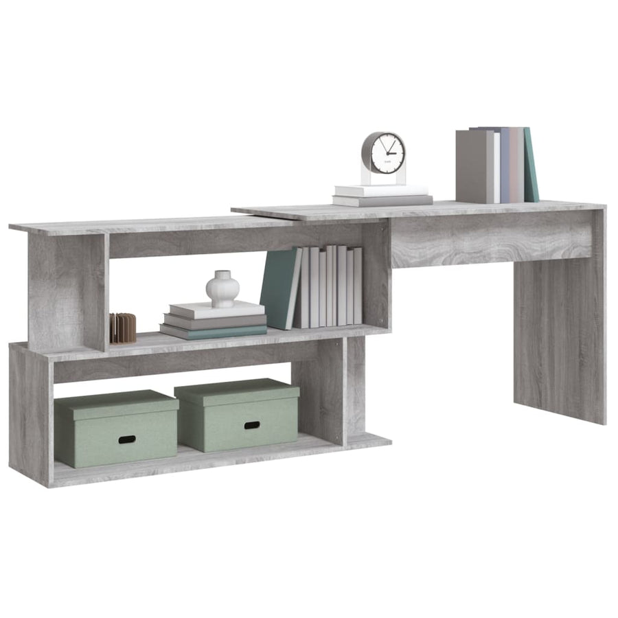 Hoekbureau 200X50X76 Cm Bewerkt Hout Eiken Grijs sonoma