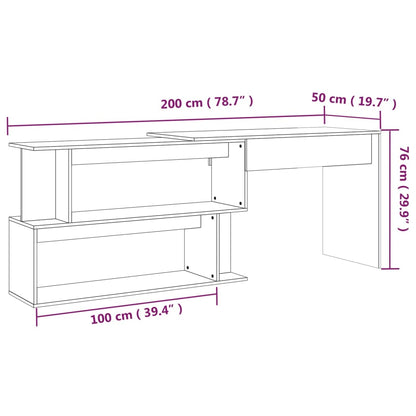 Hoekbureau 200X50X76 Cm Bewerkt Hout Eiken Grijs sonoma