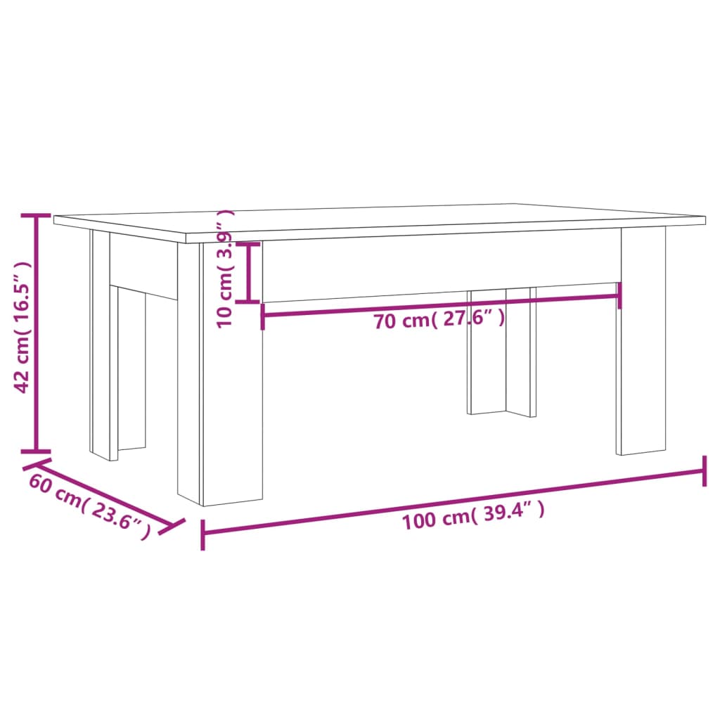 Salontafel 100X60X42 Cm Bewerkt Hout Gerookt Eikenkleurig