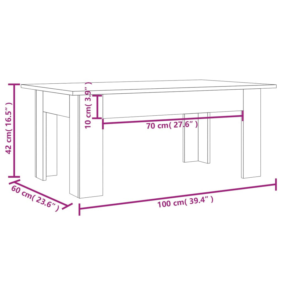 Salontafel 100X60X42 Cm Bewerkt Hout Gerookt Eikenkleurig