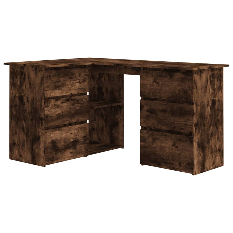 Hoekbureau 145x100x76 cm bewerkt hout gerookt eikenkleurig Gerookt eiken