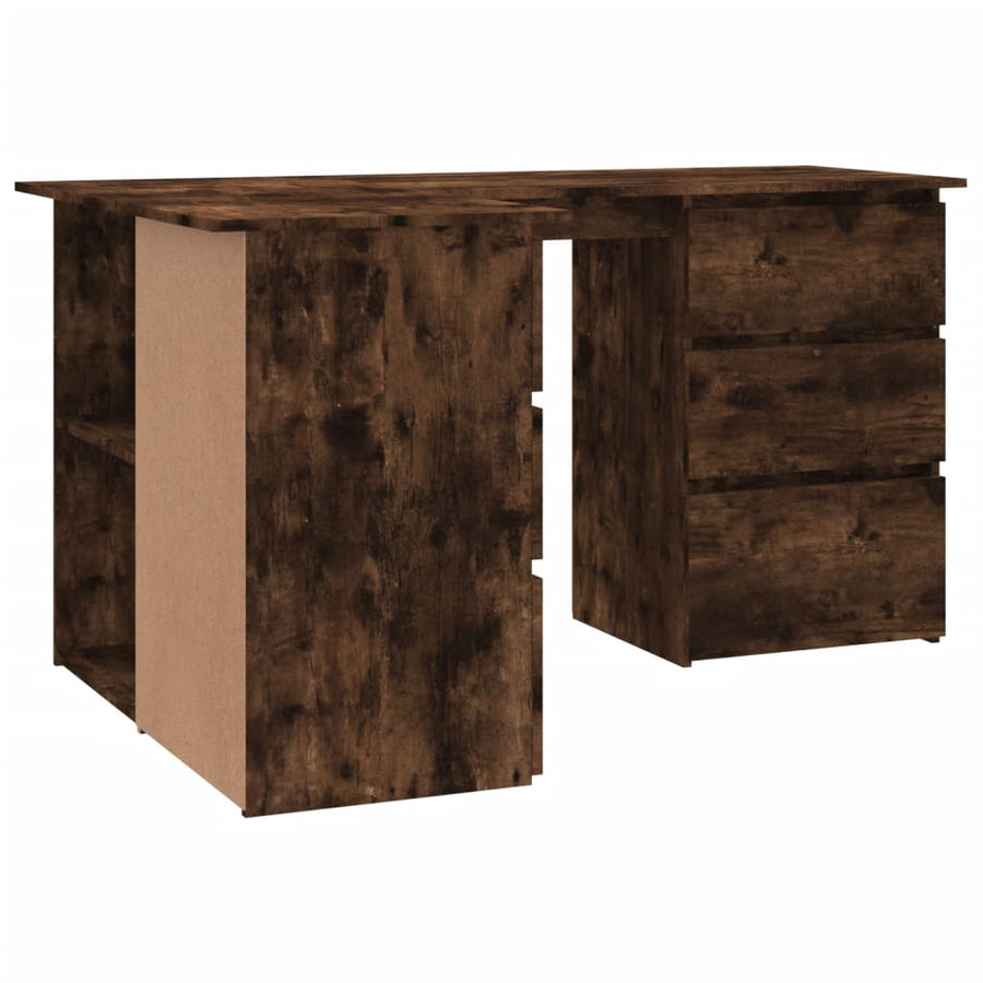Hoekbureau 145x100x76 cm bewerkt hout gerookt eikenkleurig Gerookt eiken
