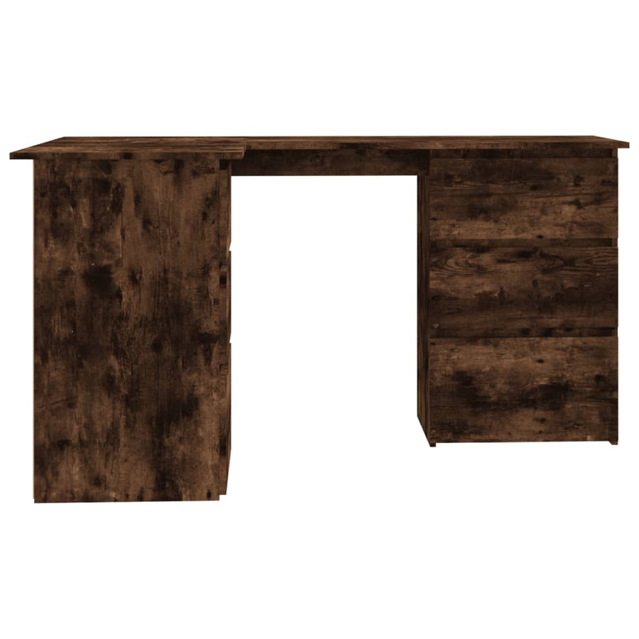Hoekbureau 145x100x76 cm bewerkt hout gerookt eikenkleurig Gerookt eiken