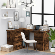Hoekbureau 145x100x76 cm bewerkt hout gerookt eiken
