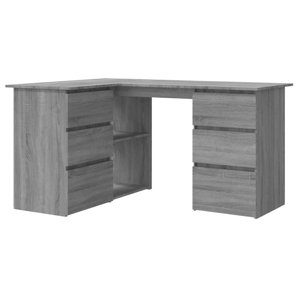 Hoekbureau 145x100x76 cm bewerkt hout grijs sonoma eikenkleurig Grijs sonoma