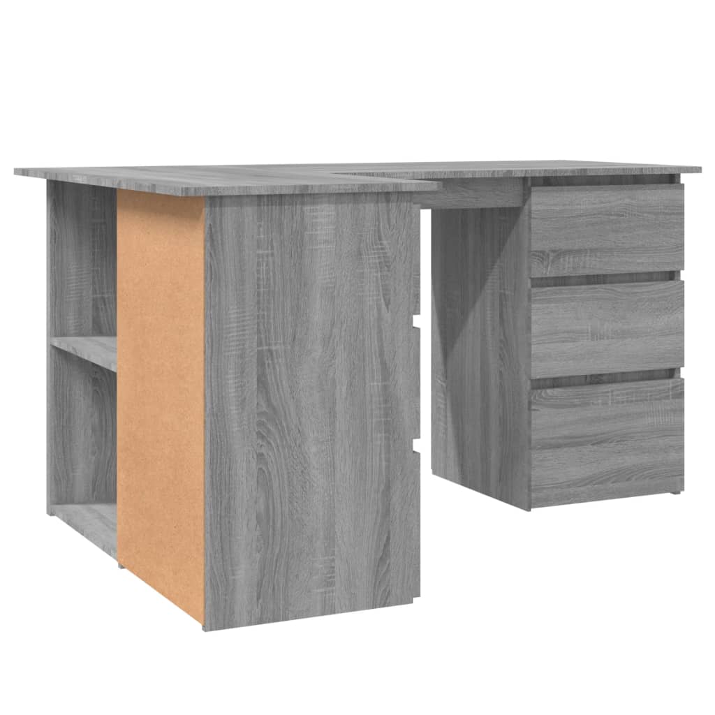 Hoekbureau 145x100x76 cm bewerkt hout grijs sonoma eikenkleurig Grijs sonoma