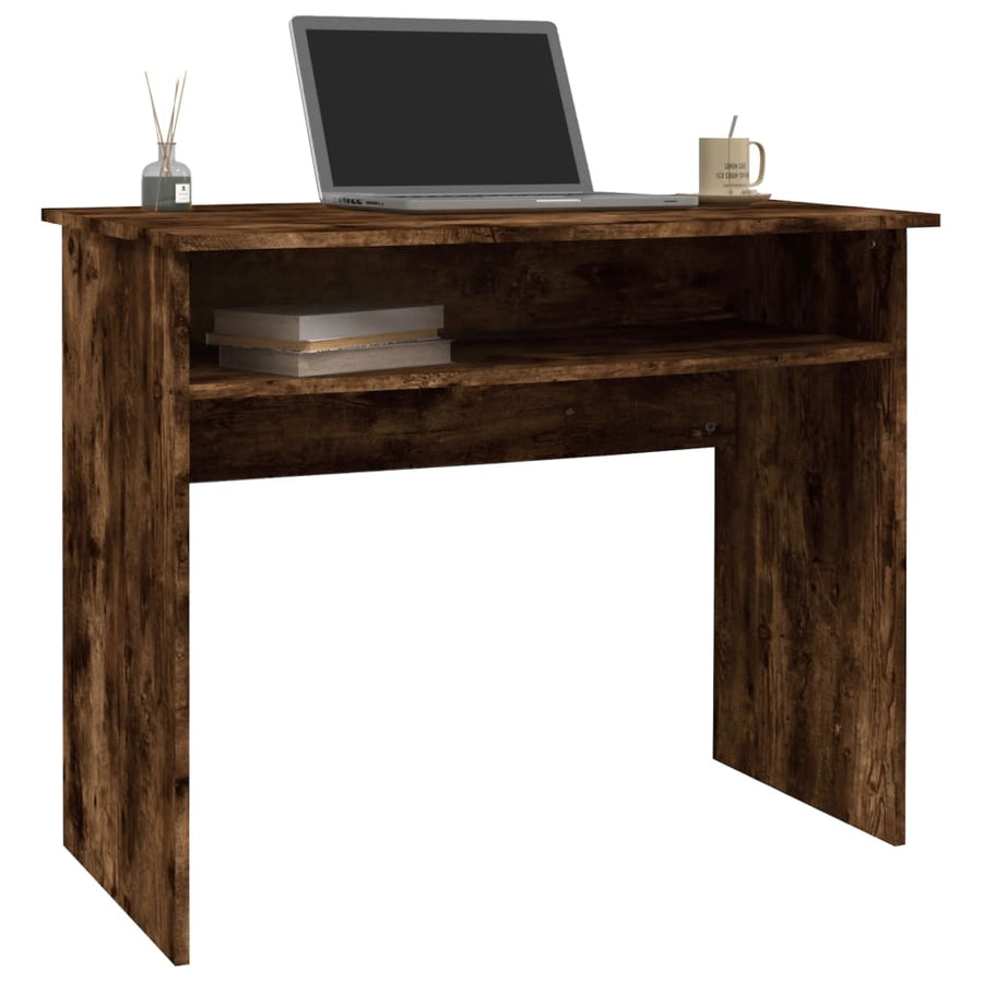 Bureau 90X50X74 Cm Bewerkt Hout Kleurig Gerookt eiken
