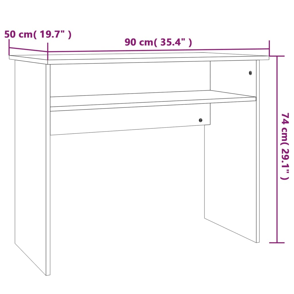 Bureau 90X50X74 Cm Bewerkt Hout Kleurig Gerookt eiken