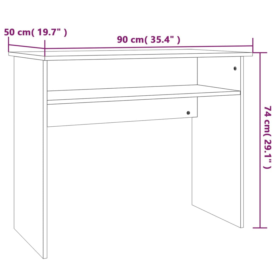 Bureau 90X50X74 Cm Bewerkt Hout Kleurig Gerookt eiken