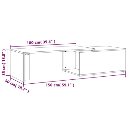 Salontafel 150x50x35 cm bewerkt hout gerookt eikenkleurig Gerookt eiken
