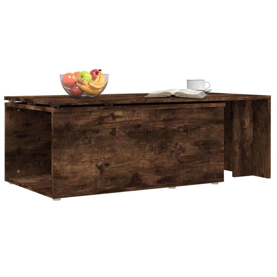 Salontafel 150x50x35 cm bewerkt hout gerookt eikenkleurig Gerookt eiken