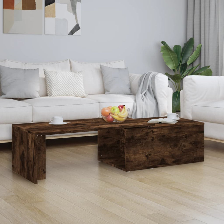 Salontafel 150x50x35 cm bewerkt hout gerookt eikenkleurig Gerookt eiken