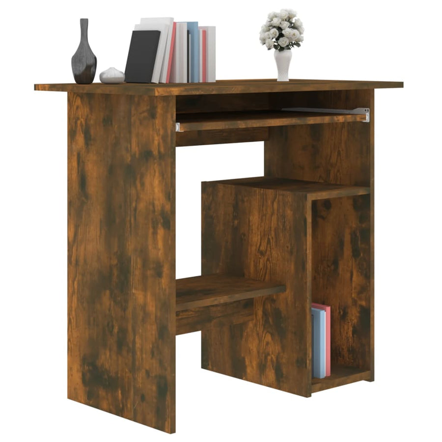 Bureau 80x45x74 cm bewerkt hout gerookt eikenkleurig Gerookt eiken
