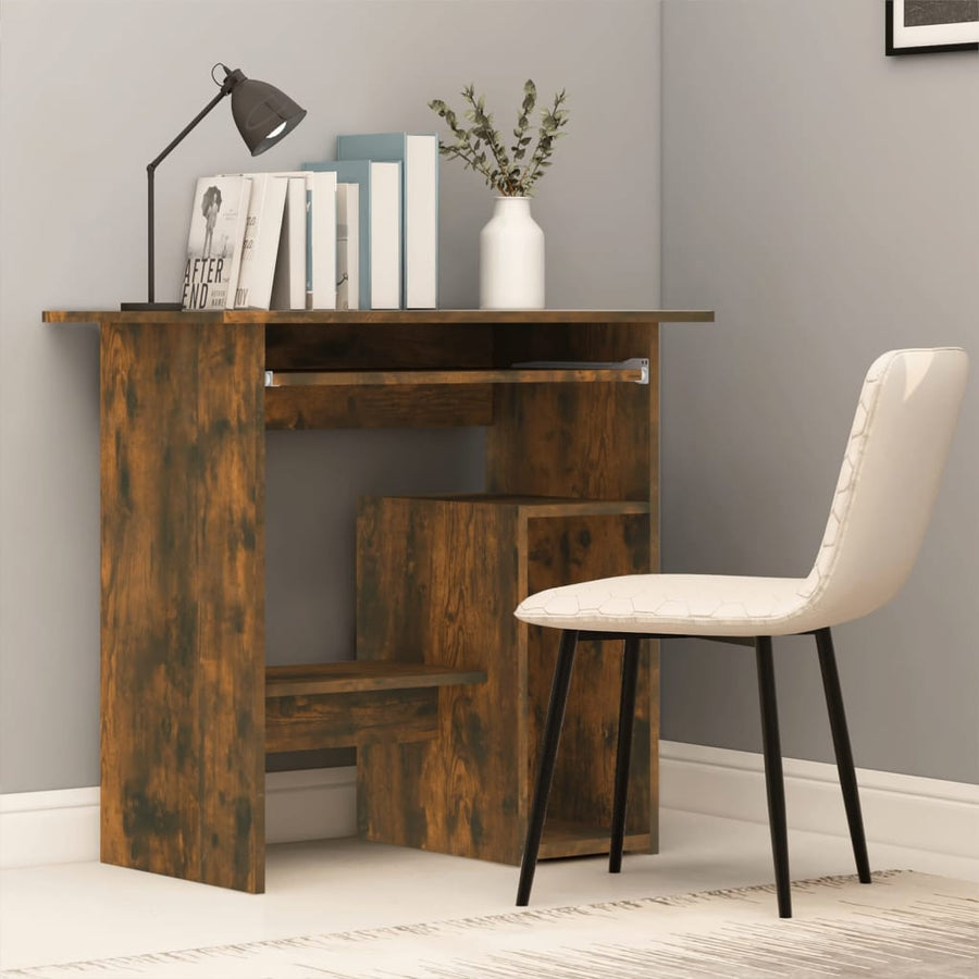 Bureau 80x45x74 cm bewerkt hout gerookt eikenkleurig Gerookt eiken