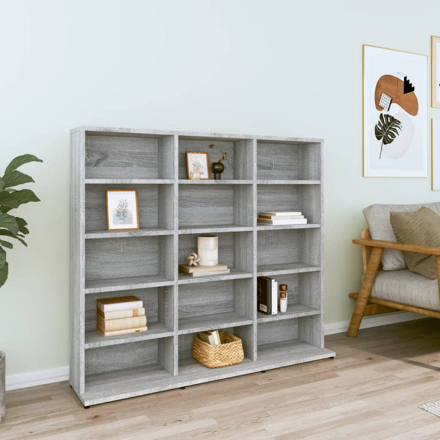 Cd-Kast 02X23X89,5 Cm Bewerkt Hout Eikenkleurig 102 x 23 x 89.5 cm Grijs sonoma