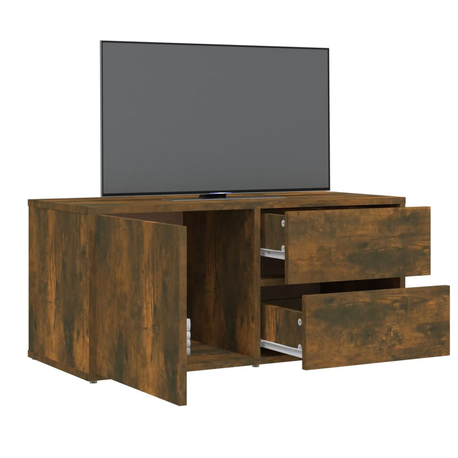 Tv-Meubel 80X34X36 Cm Bewerkt Hout Kleurig Gerookt eiken