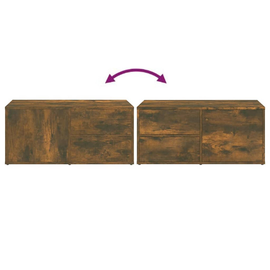 Tv-Meubel 80X34X36 Cm Bewerkt Hout Kleurig Gerookt eiken