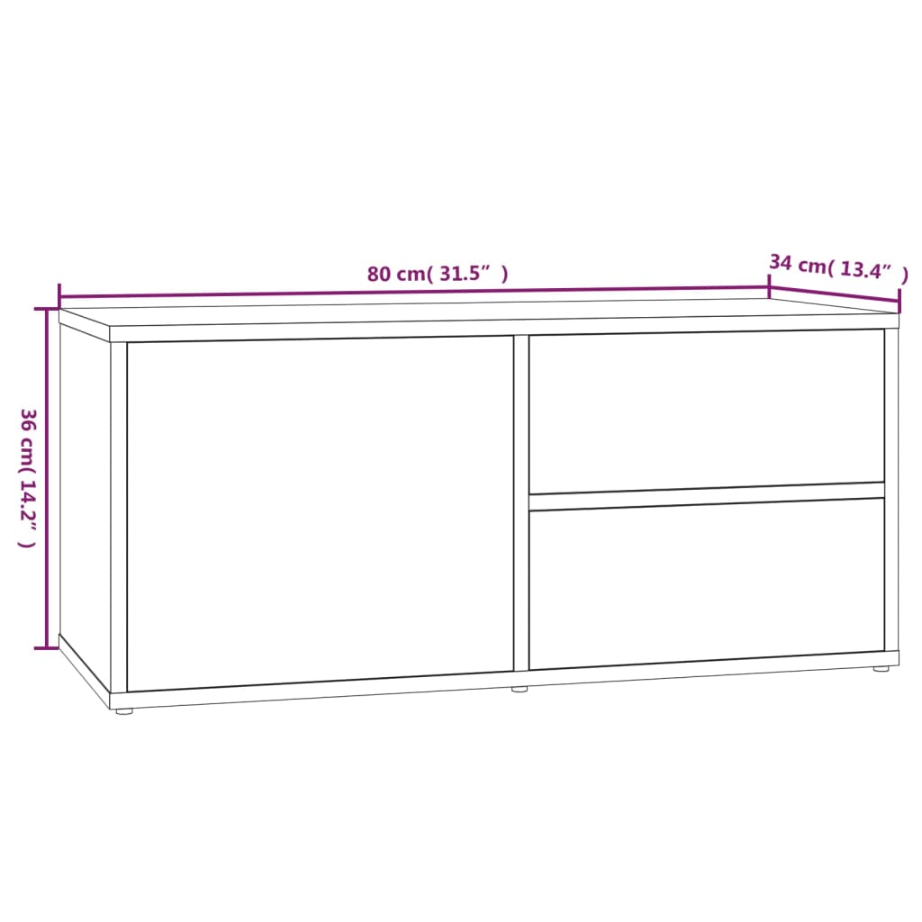 Tv-Meubel 80X34X36 Cm Bewerkt Hout Kleurig Gerookt eiken