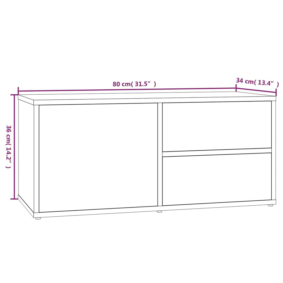 Tv-Meubel 80X34X36 Cm Bewerkt Hout Kleurig Gerookt eiken